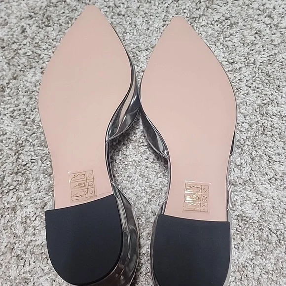 NwT J. Crew Silver Mirror Ankle Strap Flats - Picture 4 of 5